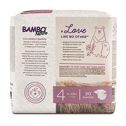 Bambo Nature Eco Friendly Premium Baby Diapers for Sensitive Skin, Size 4 (15-40 lbs), 360 Count (2 Cases of 180)