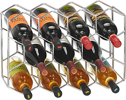 Image of Countertop Wine Rack 14 Bottle Freestanding Modern Metal Wine Rack 3 Tier Tabletop Wine Holder Stand for Cabinet Pantry Wine Bottle Storage No Assembly Required (Silver)