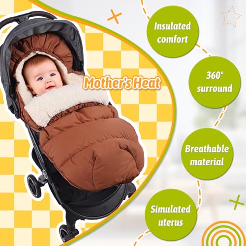 Image of Waterproof &Thicken Universal Stroller Cover Winter,Stroller Footmuff Bunting Bag for Warm Strollers Muff,Stroller Accessories for Baby Sleeping Bag Winter Stroller Blanket