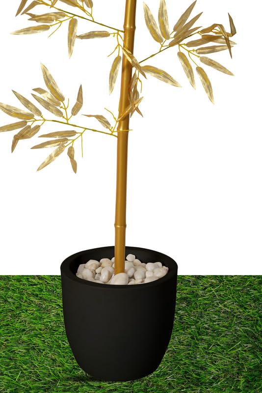 Image of Artificial Bamboo Tree for Home Decoration I Artificial Plant Bamboo Sticks and Polyster Leaves Without Pot (5 Pieces; 1 Piece is 6.5 FEET Height; Golden)