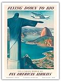 Flying Down to Rio Brazil - Christ the Redeemer Statue - Pan American Airways (PAA) - Vintage Airline Travel Poster by Paul George Lawler c.1930s - Master Art Print (Unframed) 9in x 12in