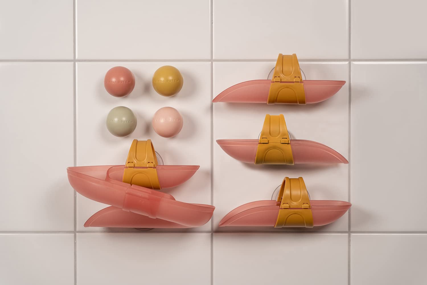 Little Dutch Pista a sfera da bagno con palline per la parete, giocattolo da bagno per neonati, rosa