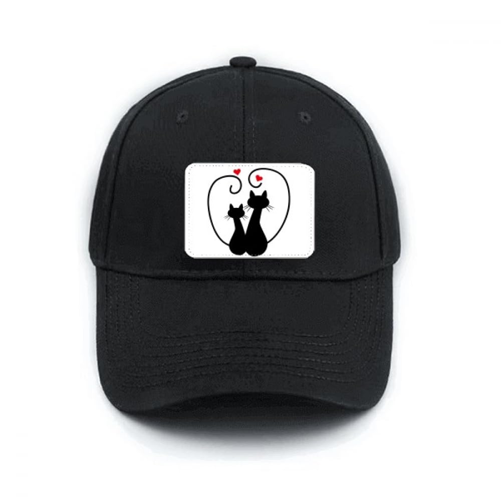 Casquette Saint-Valentin chat noir réglable et classique en coton - 4