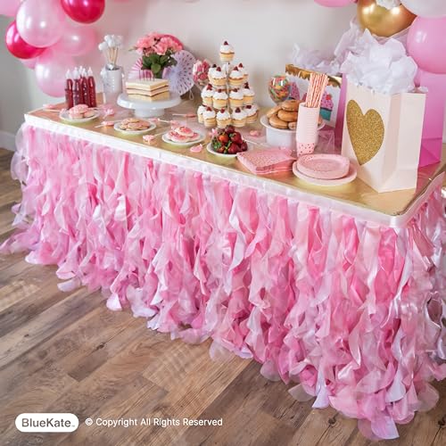 image for Bluekate Pink Tutu Table Skirt. 6ft Table Skirt with Double Layer Orga