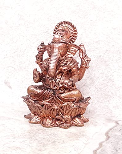 Image of Copper Idols of god Ganesh, 2.2 inches, 145 Grams, Patina Antique Finish, Pack of 1 Piece