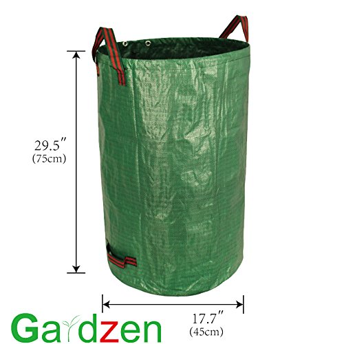 Image of Gardzen 3-Pack 32 Gallon Garden Bag - Reuseable Heavy Duty Gardening Bags, Lawn Pool Garden Leaf Waste Bag