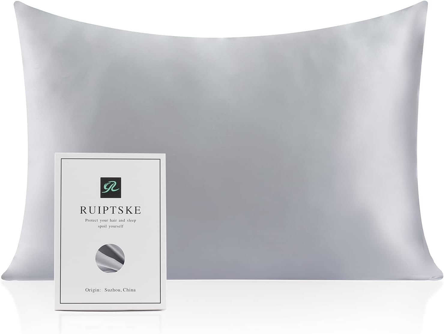 Federa per cuscino al 100% in seta da 22 momme, certificata Oeko-TEX®, benefica per i capelli e per la pelle, anti età e antiacaro, 40 x 60 cm (grigio)