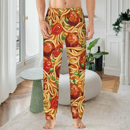 Italian Spaghetti Food Print Pasta Men's Pajamas Pants Lightweight Sleep Lounge Pant Pjs Bottoms Casual Sleepwear2