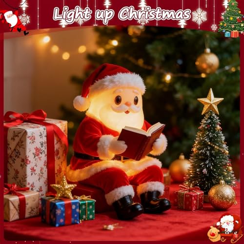Lámpara de Mesa Navidad Figura Santa Leyendo Libro 20cm miniatura 4