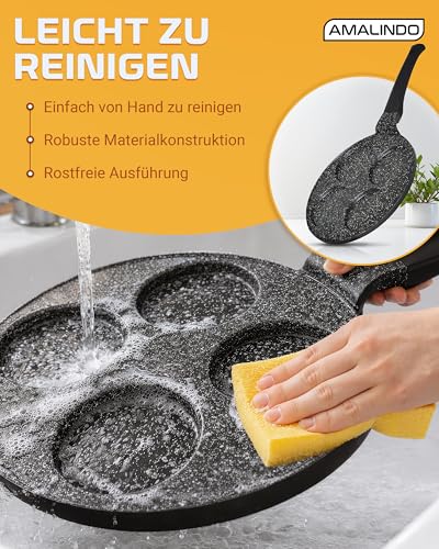 Amalindo Pancake Pfanne Induktion, 4 Loch, Pancake Form, Spiegeleipfanne, Pfannkuchen Maker, Poffertjes maker, Antihaft, Eierpfanne, Spiegeleipfanne, Pancakespfanne, Ø26cm 6