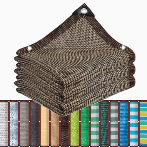 Marrón Toldo con Ojales, Red de Sombra para jardín con 90% de Efecto de Sombra, de HDPE, Red de protección UV, Transpirable, refrigerante, para balcón, Red de protección[6mX12m]