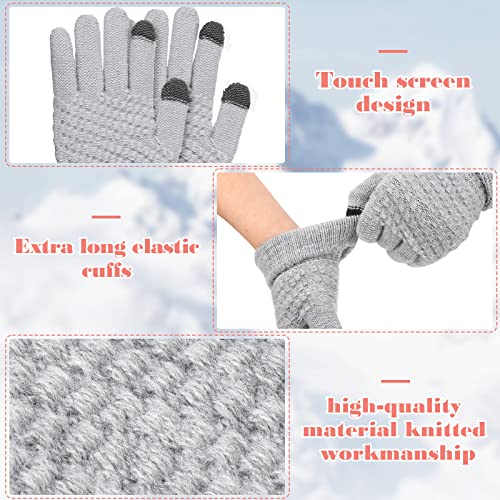 4 Pairs Kids Winter Touchscreen Gloves Warm Fleece Lined Child Knit Gloves Elastic Cuff Winter Texting for Girls Boys3