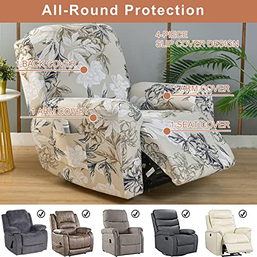 Image of Eco-Ancheng Recliner Slipcovers 4-Pieces Lazyboy Recliner Covers Recliner Couch Covers Recliner Chair Cover Non Slip Reclining Slipcovers with Storage Pockets Furniture Protector for Living Room