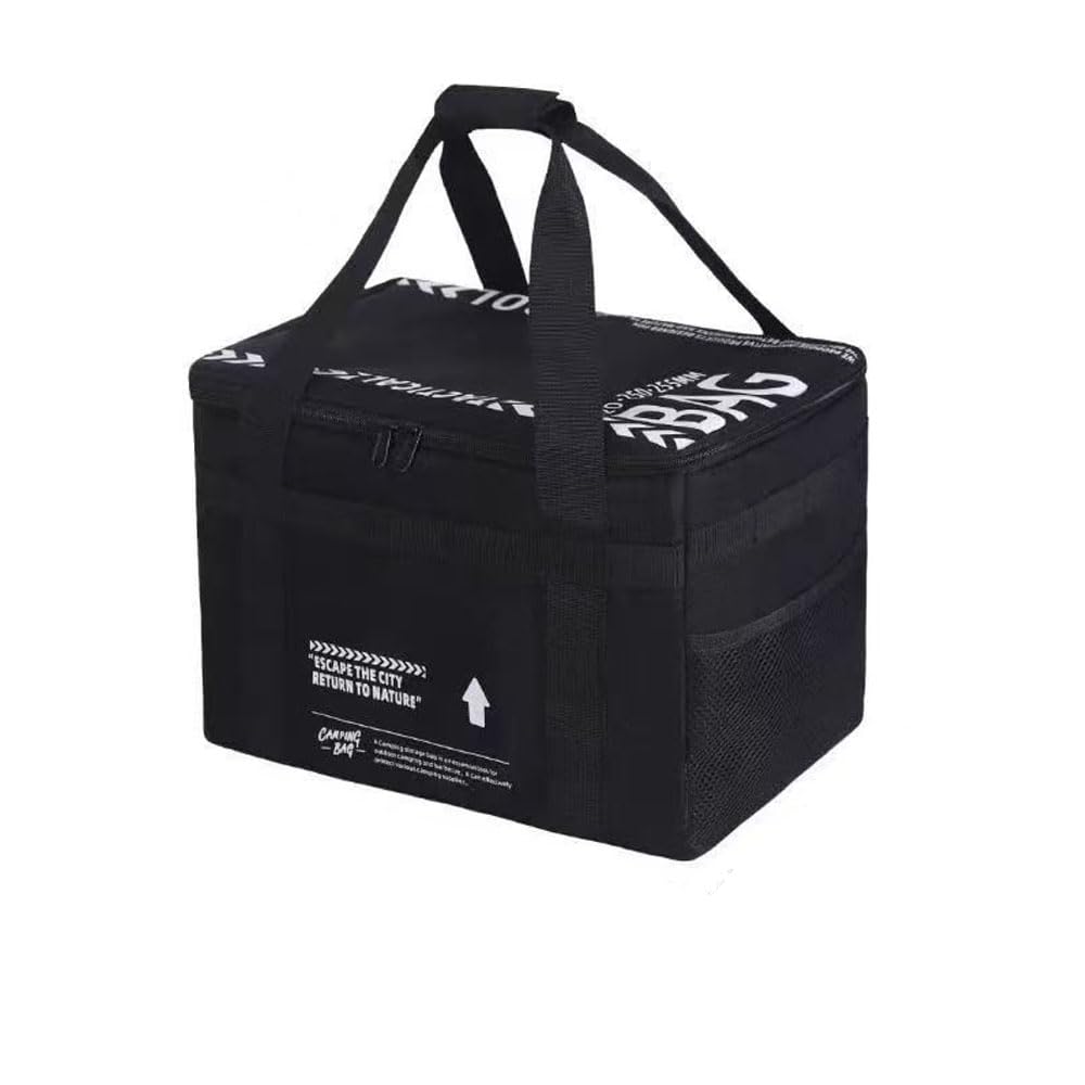 Hosoncovy Camping Storage Bag with Handles, 26L Grill Carry Bag, Cookware Organizer Outdoor Case with Pockets for Camping, Tailgating, Grilling, Bag Only (Black)