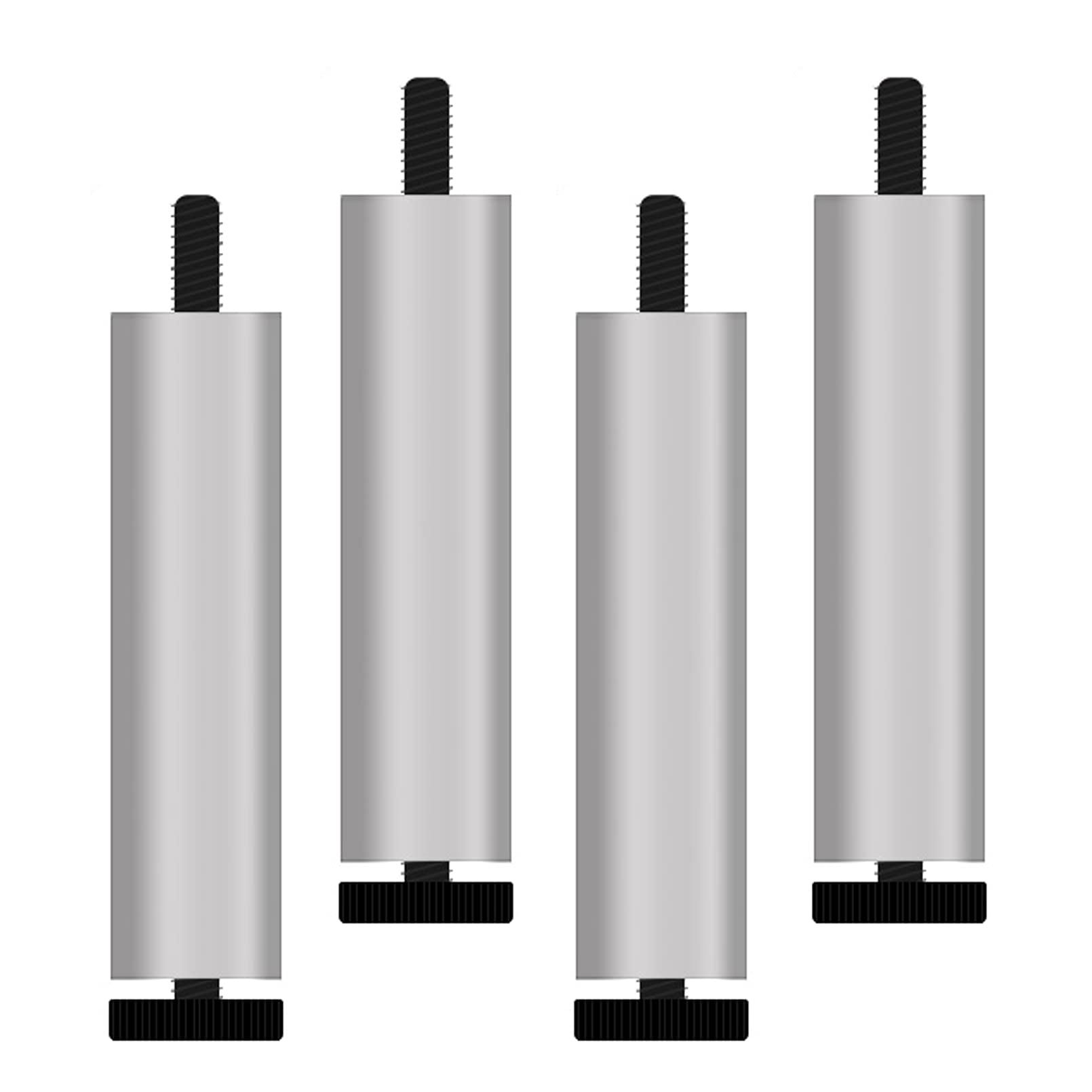 Patas de sofá para Muebles, 4 Piezas de Metal, Ajustables, de aleación de Aluminio, para Mesa, Patas de Apoyo, para refrigerador y Lavadora, Varilla roscada M8 (Plateada, 30 cm/11,