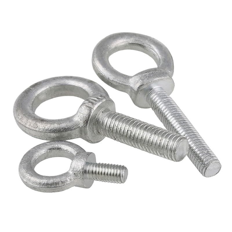 Tornillo Con Argolla 1/2/5 piezas de perno ojo acero al carbono, tornillos elevación marinos, orificio bucle anillo for cuerda cable M6 M8 M10 M12 M14 M16 M18 M20(Silvery(2pcs),M18x28mm)