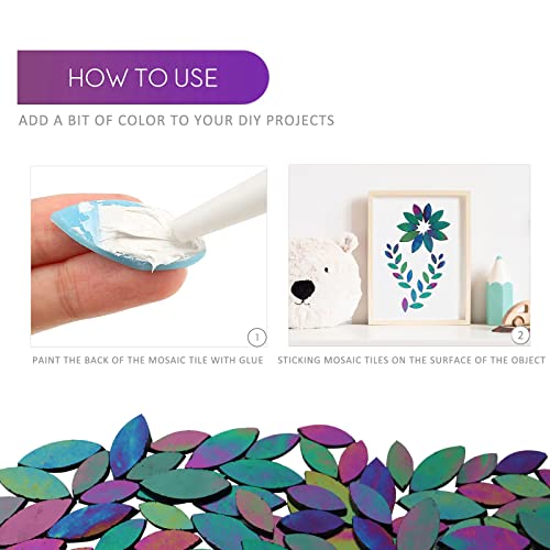 Litmind 120 Pieces Iridescent Glass Petal Mosaic Tiles For Crafts, Precut Stained Glass Black Leaves Kit, Rainbow Flowers Leaf Glass Mosaic Making Supplies #TOP4