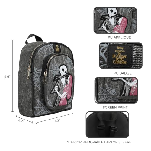 Bioworld Nightmare Before Christmas Jack & Sally 9.6" Gray Mini Backpack4