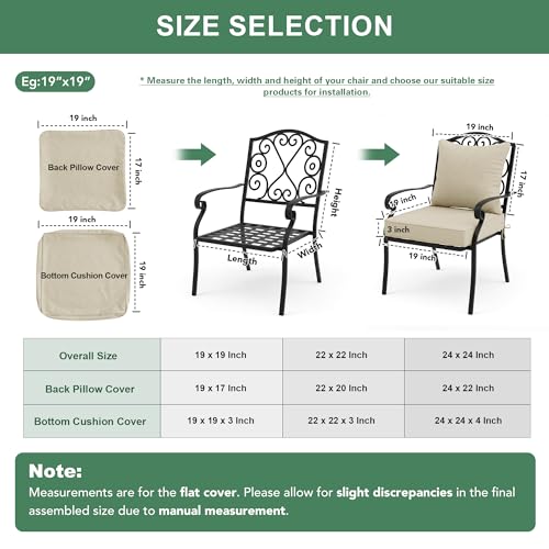 Image of Summsun Patio Chair Cushions 24 x 24 Inch, Faux Linen Outdoor Furniture Cushions, Water Resistant Backrest and Deep Seat Cushion Set with Ties, Removable Cover, Non-Slip Bottom, Beige