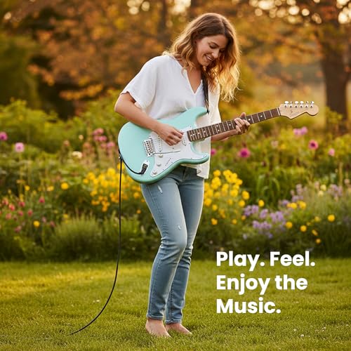 Image of Fender Squier Stratocaster Electric Guitar - Daphne Blue Bundle with Gig Bag, Picks, and Austin Bazaar Instructional Video