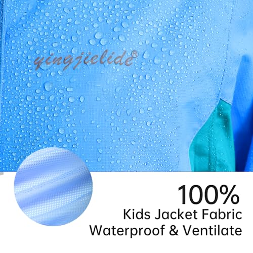 Image of YINGJIELIDE Boys Girls Waterproof Rain Jackets Kids Easy to Fold Windbreaker Lightweight Outdoor Hooded Raincoat