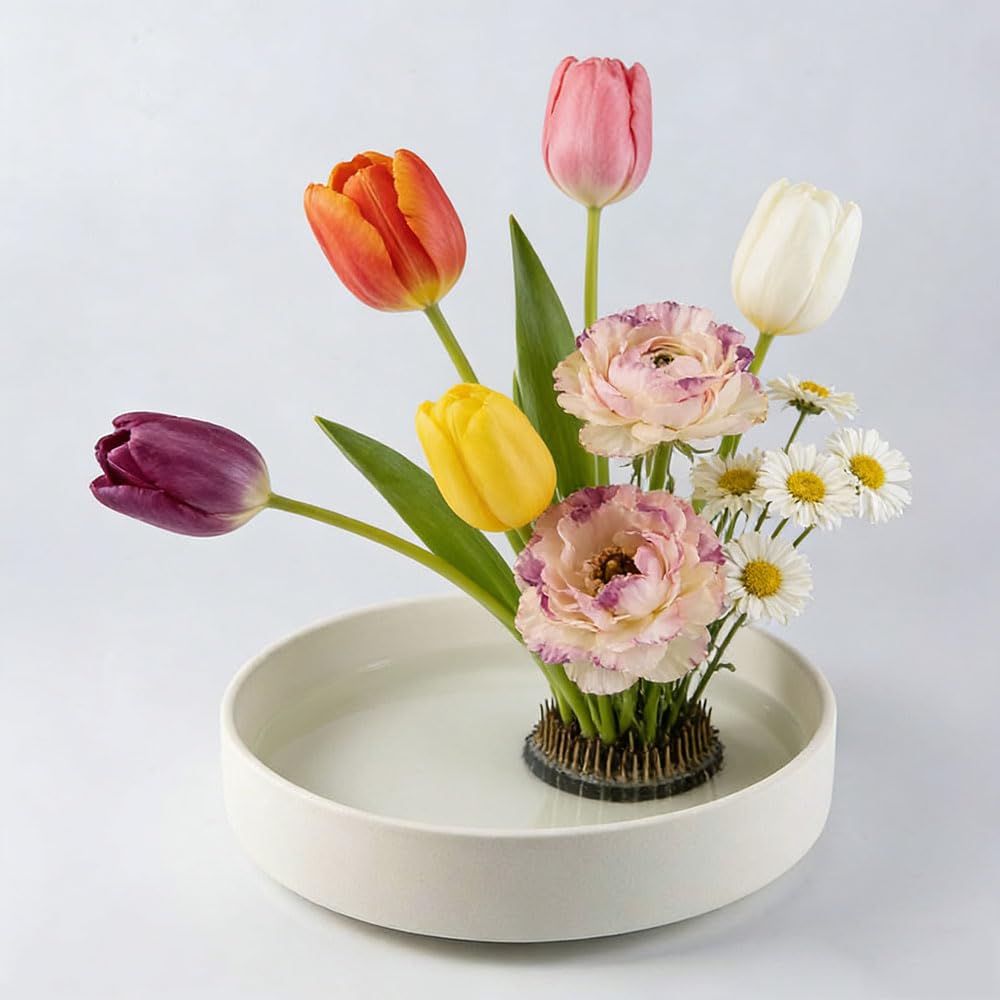 Amazon.co.jp: 花器水盤生花花器 花瓶陶器 フラワーベース 生け花用