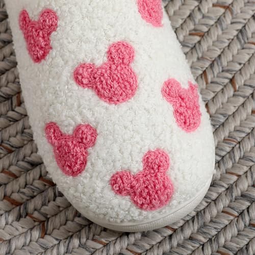 Image of Womens Mens House Slippers Retro Comfy Warm Plush Slip on Fluffy Memory Foam Home Sippers for Winter Indoor Outdoor
