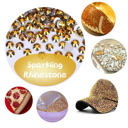 Image of 2000PCS Gold Rhinestones Bulk, Flat Back Crystal Glass Stone Round Gems,SS30, 6.4-6.6mm