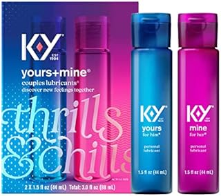 K-Y Yours + Mine Couples Lubricant, Adult Toy Friendly Personal Lubricant & Intimate Gel for Couples, Men, Women, Sex Lube, Clear, 2 x 1.5 Fl Oz, 2 count (Pack of 1)