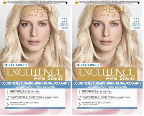 L'Oreal Paris Excellence Coloración Creme Triple Protección, Tono 01 Rubio Ultra Claro Natural, 1 Unidad (Paquete de 2)