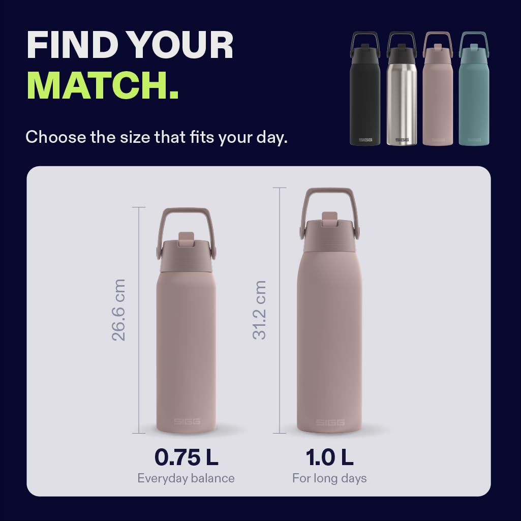 SIGG - Gourde Isotherme - Bouteille Thermos Shield Therm FLIP Dusk - Anti-fuite - Compatible lave-vaisselle - Sans BPA - 90% acier inoxydable recyclé - Rose - 0.75L