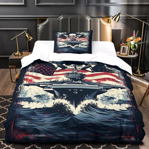Parure de lit imprimé warship 3D microfibre respirante housse de couette single