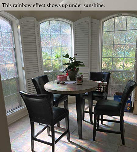 Niviy Rainbow Window Film Privacy Window Sticker Vinyl 3D Decorative Window Cling Non Adhesive Removable Window Covering For Living Room Kitchen Office 11.8 X 78.7 Inches #TOP2