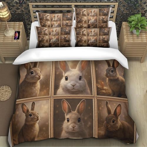 Housse de couette lapin vintage 140x200, cadeau idéal pour lit d'enfant