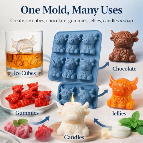 Molde para cubitos de hielo vaca Highland mini silicona miniatura 5