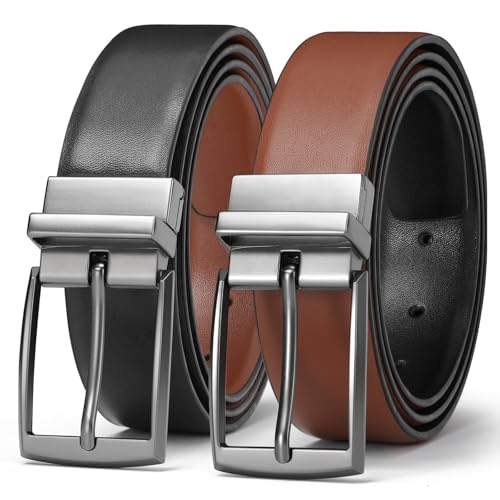Men's Belt Leather Reversible Belt for Men Dress Pants Golf 1 3/8