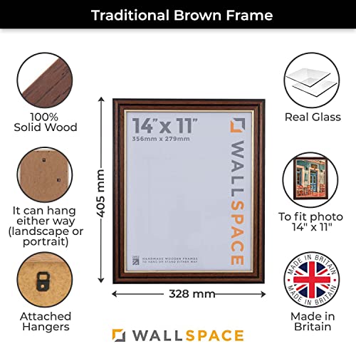 Wall Space 14x11 Brown Frame with Gold Inset, Brown with Gold Line, 14x11 inches - Image 2