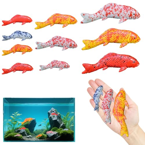 Peces artificiales decorativos para acuario con movimiento realista + 10 unidades + varios tamaños + multicolor