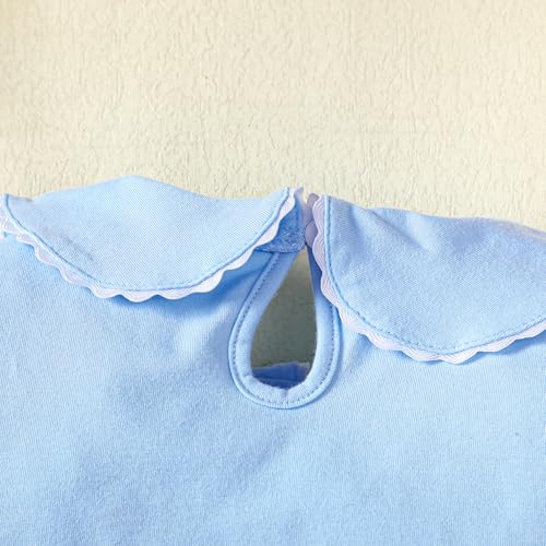 Image of 12M-14Y Toddler Baby Girls Peter Pan Collar Blouse Kids Girl Solid Color Puff Sleeve T-Shirts Casual Tee Tops