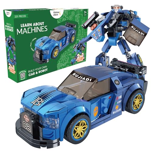 Image of Midnight Thunder Blue 2-in-1 Robot & Sports Car (231 Pieces) | Learn About Machines | Building Block Set for Kids Age 6+ | STEM Educational Toy | Build, Play & Learn