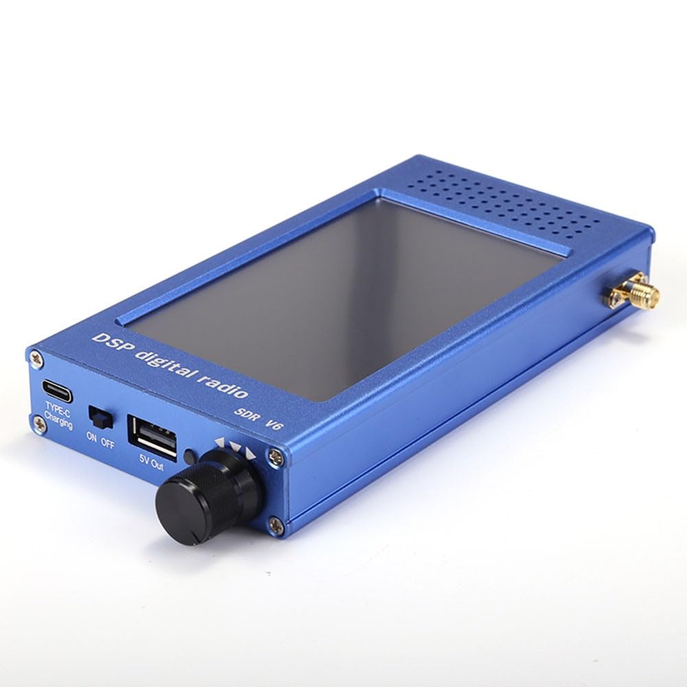 SDR-V6 Digitaler Kurzwellenempfänger mit 4,3 Zoll IPS Touchscreen, 100kHz-149MHz Fullband, Aluminiumgehäuse, 3000mAh Akku für Amateurfunk, Luftfahrt und Outdoor Monitoring, Schwarz