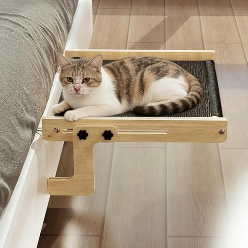 Percha para gato con mueble de madera para mascotas y hamaca de balcon 4