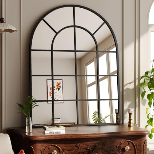 Koonmi 100 x 75 cm, gewölbter Wandspiegel, Badezimmerspiegel mit Gitter, explosionsgeschützter...