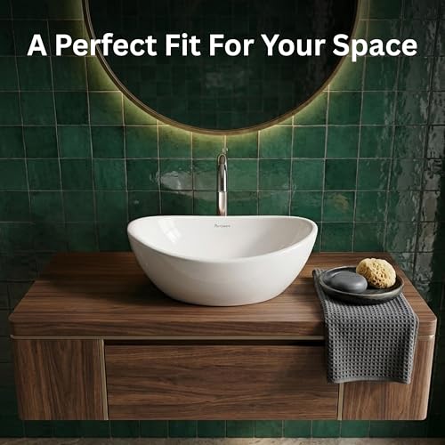 Image of Parryware VALLURE bowl basin | Glossy Finish | Wash Basin Over Counter | Wall Mount Sink (410 x 365 x 185 mm) | C04621C