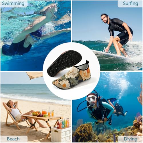 Zapatos acuáticos unisex con diseño botánico bohemio para playa 2