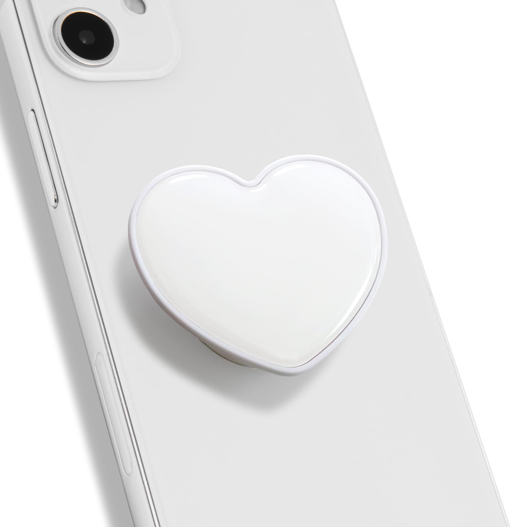 OnTheGrip Cute Solid Macaron Color Heart Shape Collapsible Mobile Phone Grip Stand Holder for Smartphone Tablet Cell Phone Accessory (Black)