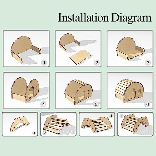 Tielishor Hamster Wood House Hideout,Hamster Wooden House,Hamster Wood House,Small Wooden Hamster House,Wooden Hamster Hut Hideout, For Dwarf Gerbil Mouse Mice Rat Small Animal Habitat Décor thumb #5