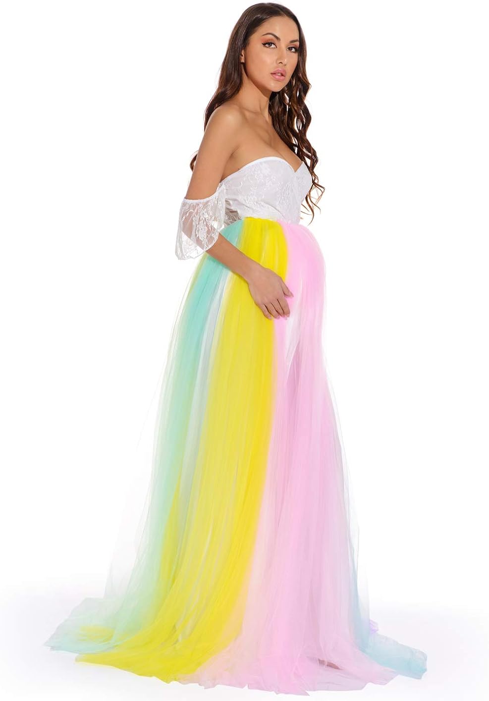 Rainbow maternity dress for photoshoot Clearance
