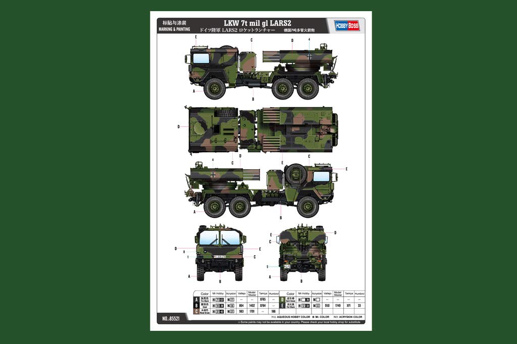 Hobby Boss 85521 Camión lanzamisiles LKW 7T mil GL LARS2