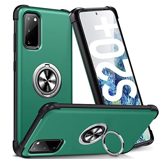 Supdeal Designad för Samsung Galaxy S20 Plus fodral (6,7 tum), telefonfodral har stöttåligt 360 graders magnetisk ring repbeständig, stativskydd modeskydd, grön